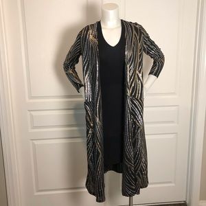 LULAROE SILVER &‎ GOLD GLITTER LONG MAXI CARDIGAN
